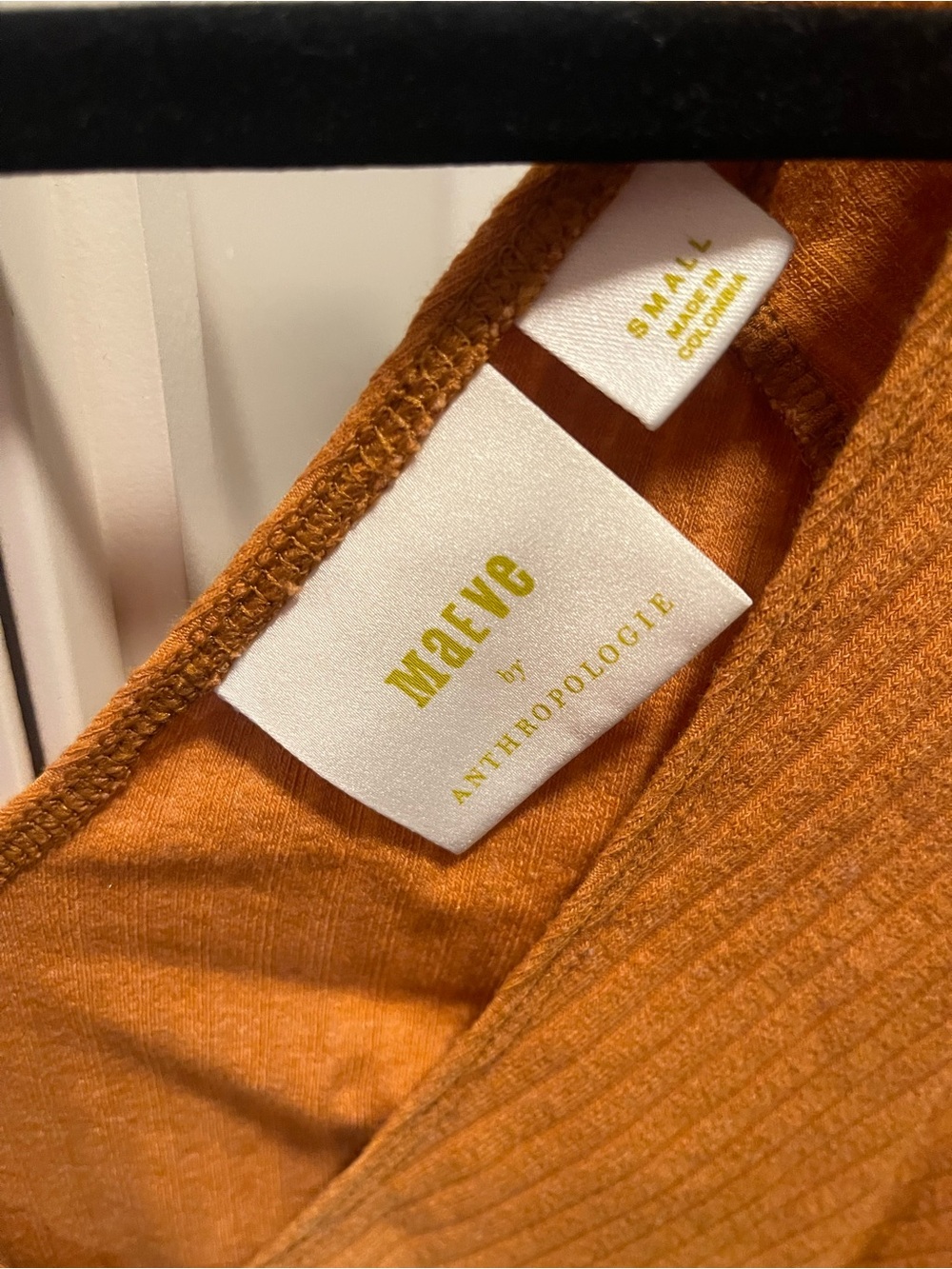 Anthropologie Ribbed Wrap-Front Long Sleeve Top in Rust - Picture 3 of 3
